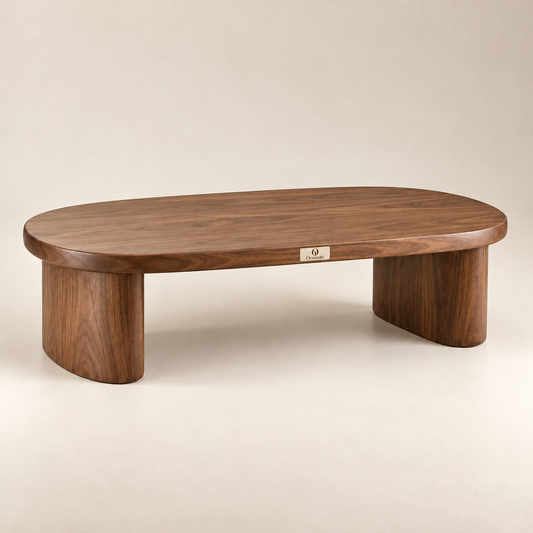Orvendri Soft Living Rounded Coffee Table in Walnut Finish