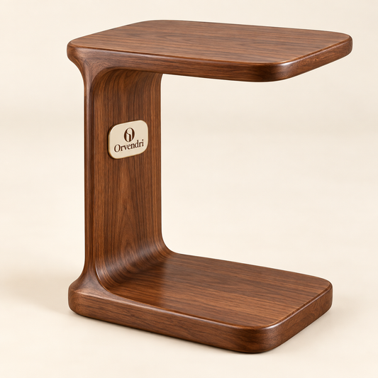 Orvendri Smart Spaces C-Shaped Side Table — Walnut Finish