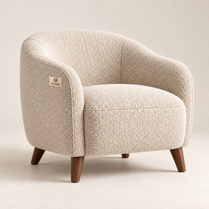 Orvendri Soft Living Curved Bouclé Accent Chair in Warm Ivory