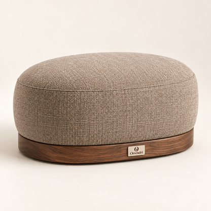 Orvendri Soft Living Oval Upholstered Ottoman in Warm Taupe