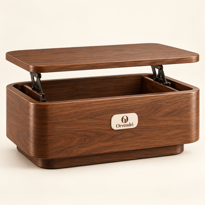 Orvendri Smart Spaces Lift-Top Storage Coffee Table — Walnut Finish