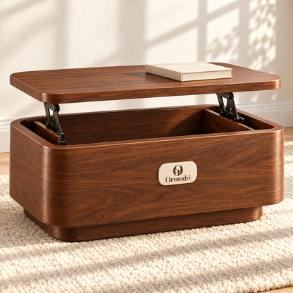 Orvendri Smart Spaces Lift-Top Storage Coffee Table — Walnut Finish